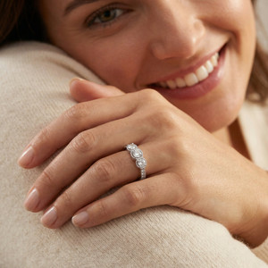 1/2 Carat Vintage 3-Stone Diamond Ring 10K White Gold (H-I, I1)