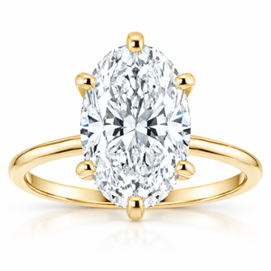 3 Ct Oval Moissanite Solitaire Engagement Ring 14k Yellow Gold (H-I, VVS)