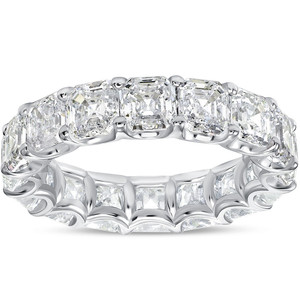 10 1/2 Ct Asscher Cut Moissanite Eternity Ring Wedding Band 10k Gold