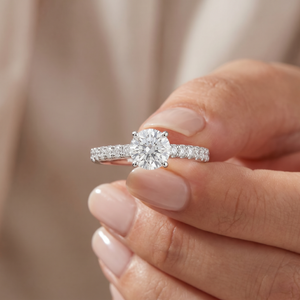 1 1/2 Ct Lab Grown Diamond Ring With Accents 14k White Gold (G-H, VS2-SI1)