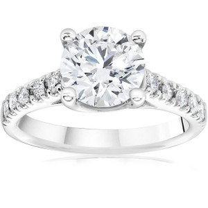 Certified 2 1/2Ct Diamond Cathedral Engagement Ring 14k White Gold Lab Grown (G-H, VS2-SI1)