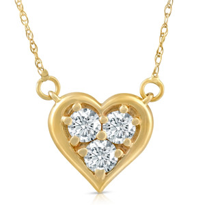 1/2Ct Diamond Heart Pendant 14k White Yellow or Rose Gold Lab Grown Necklace (G-H, VS)