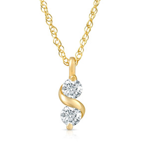 1/3Ct Diamond Two Stone Pendant in White Yellow or Rose Gold Lab Grown Necklace (G-H, VS)