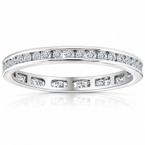 1/2 Ct Round Diamond Ladies Eternity Wedding Ring 10k White Gold (H-I, I2-I3)
