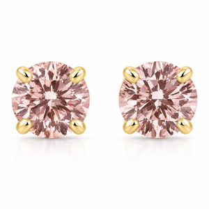 1/2Ct Pink Lab Grown Diamond Screw Back Studs Earrings 14K Yellow Gold (Pink, SI)