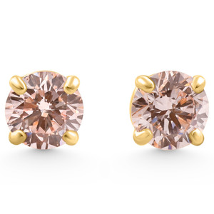 1/2Ct Pink Lab Grown Diamond Screw Back Studs Earrings 14K Yellow Gold (Pink, SI)