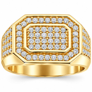 1Ct Men's Diamond Ring 10k Yellow Gold (G-H, I1)