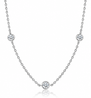 1 1/5 Ct Floating Diamond Bezel Station Necklace Lab Grown 14k Gold 18" (G-H, SI)