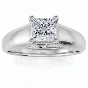 1ct Princess Cut Lab Grown Diamond Solitaire Engagement Ring 14k White Gold (F-G, VS)
