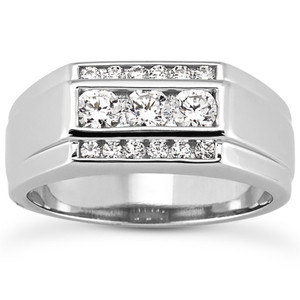 Men's 1 Ct T.W. Diamond Ring 10k White Gold (H-I, I1)