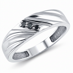 Black Diamond Ring Men's 14k White Gold (Black, I2-I3)