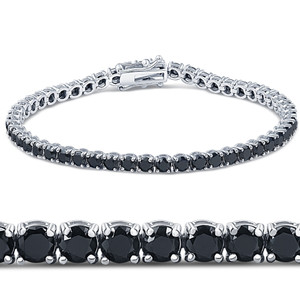 7 1/4 Ct Black Diamond Tennis Bracelet 14k White Gold 7" (Black, I2-I3)