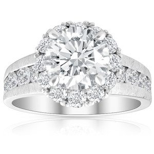 Certified 5Ct Lab Grown Diamond Halo Engagement Ring 14k White Gold (G-H, VS2-SI1)