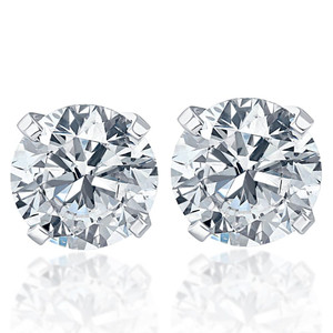 2.00Ct Round Brilliant Cut Natural Quality VS2-SI1 Diamond Stud Earrings in 14K Gold Classic Setting (G-H, VS)