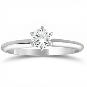 1/3Ct Solitaire Round Cut Diamond Engagement Ring in 14k Gold Lab Grown (H-I, VS)