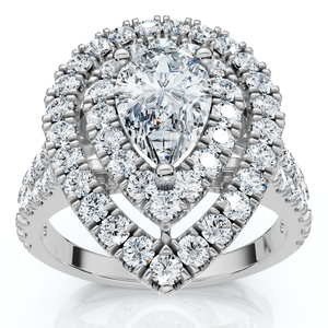 2 Ct TW Pear Shape Halo Diamond Engagement Ring 14k White Gold Lab Grown (G-H, VS)