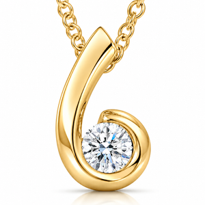 1/4ct Solitaire Round Diamond Pendant 10K Yellow Gold (, I1)