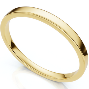 2mm Flat High Polished Wedding Band 14K Yellow Gold