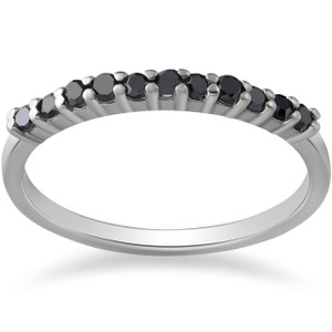 1/3ct Black Diamond Ring 10K White Gold (Black, )