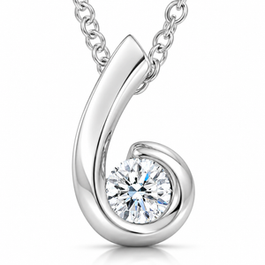 1/4CT Diamond Round Solitaire Pendant & Necklace 14k White Gold (G-H, I1)