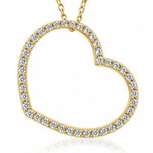 1ct Diamond Large Heart Shape Pendant 10k Yellow Gold (I-J, I1)