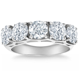 3 3/4Ct 5-Stone Lab Grown Diamond Wedding Ring 14K White Gold (G-H, VS)