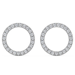 1/4Ct Circle Diamond Earrings in White, Yellow, or Rose Gold Lab Grown (G-H, VS)