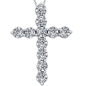 2Cttw Diamond Cross Pendant in 10k White Gold Women's Necklace (G-H, I1)