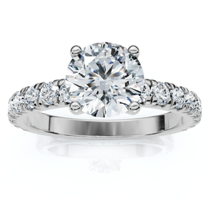 1 Ct Diamond Round Cut Engagement Ring Single Row 10k White Gold (H-I, I1)