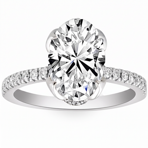 Certified 3 1/2Ct Oval Diamond Mia Engagement Ring Lab Grown Hidden Halo (G-H, VS2-SI1)