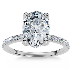 1 1/2Ct Oval Diamond Accents Engagement Ring White Yellow or Rose Gold Lab Grown (G-H, VS2-SI1)
