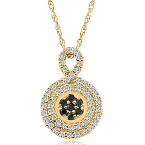1/4Ct Sapphire & Natural Diamond Pendant Necklace in White or Yellow Gold 1/2" (J-K, I2-I3)