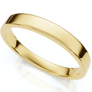 3mm Flat High Polished Wedding Band 10K Yellow Gold