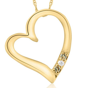 Diamond & Peridot Heart Pendant 3-Stone 10K Rose Gold with 18" Chain (G-H, I2-I3)