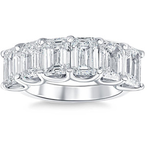 6Ct TW Emerald Cut Diamond Ring U Prong Lab Grown 14k White Yellow or Rose Gold (F-G, VS)