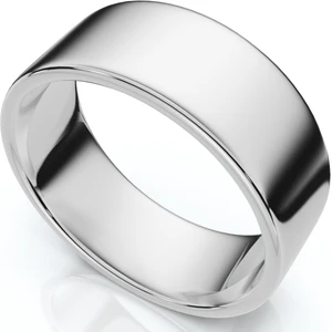 8mm Flat High Polished Comfort Fit Plain Wedding Band 14K White Gold Ring