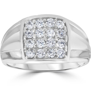 1 cttw Diamond Mens Ring 10k White Gold (I-J, I2-I3)