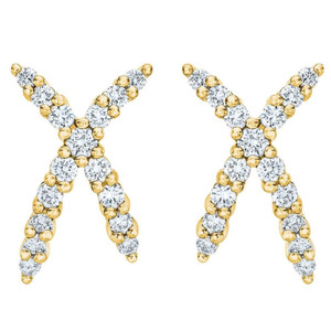 1/2Ct T.W. Diamond Fashion Women's X Shape Lab Grown Earrings 10k Gold Studs (G-H, VS2-SI1)