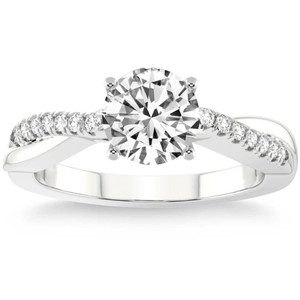 VS 1 1/4Ct Moissanite & Lab Grown Diamond Engagement Twist Ring in 10k Gold (G-H, VS2-SI1)