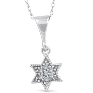 14K 1/15ct Pave Star Of David Diamond Dangle Pendant (G-H, I2-I3)