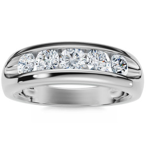 Mens 3/4ct Diamond White Gold Wedding Ring Band New (G-H, I1)