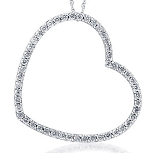 2ct Heart Shaped HUGE Diamond Pendant Necklace 10k White Gold (G-H, I2-I3)