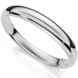 3mm Dome High Polished Wedding Band 14K White Gold