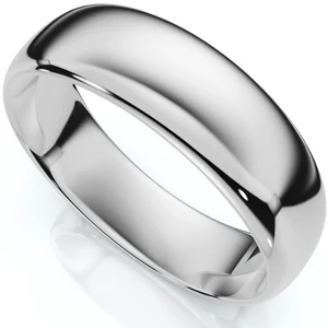 6mm Dome High Polished Wedding Band 14K White Gold