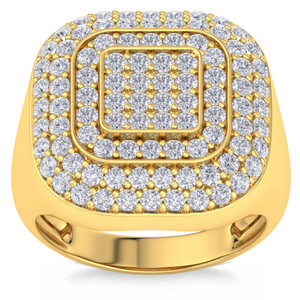 3Ct Men's Diamond Ring Wide High Polished Anniversary Band White or Yellow Gold (G-H, I1)