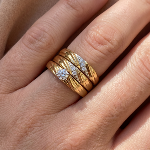 1/3ct Diamond Engagement Trio Wedding Band Set 14K Yellow Gold (G-H, I1)