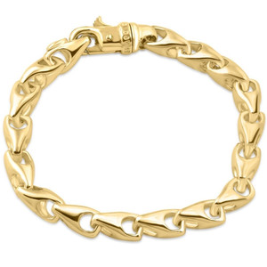 Men's Rounded Seed 14k Gold (53gram) or Platinum (86gram) 8mm Link Bracelet 8.5"