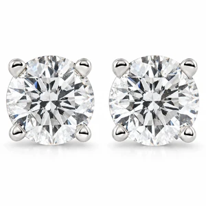 1 CT. T.W. Natural White Diamond Studs 14K White or Yellow Gold (G-H, I2-I3)
