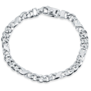 Men's Infinity Figaro Link 14k Gold (26gram) or Platinum (42gram) 7.5mm Bracelet 8.5"