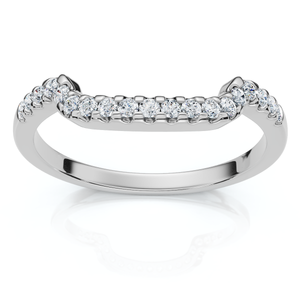 1/6ct Curved Notched Diamond Wedding Ring 14K White Gold (G-H, I2-I3)